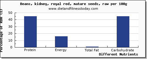 chart to show highest protein in kidney beans per 100g